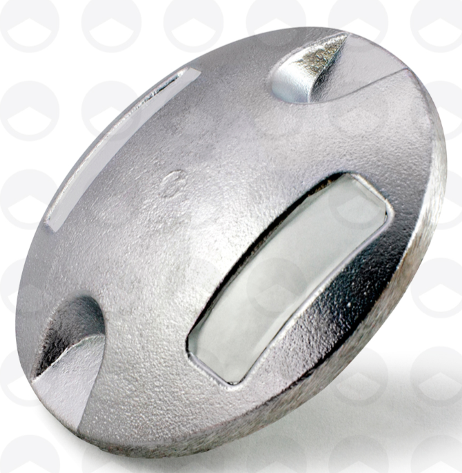 Botón de aluminio reflejante